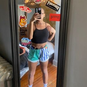 Colorblocked high-waisted shorts